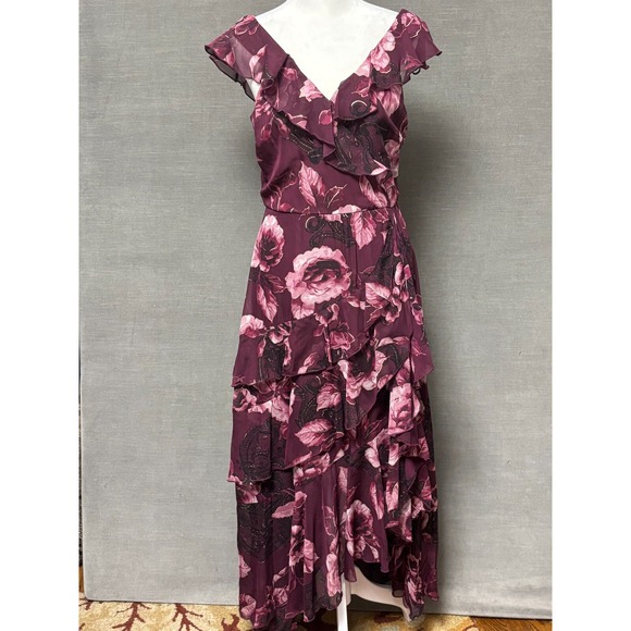 Kate And Lily Dresses & Skirts - Kate Lily Dress 6 Purple Floral Flowy Asymmetrical‎ Tiered Fairy Dark Romantic